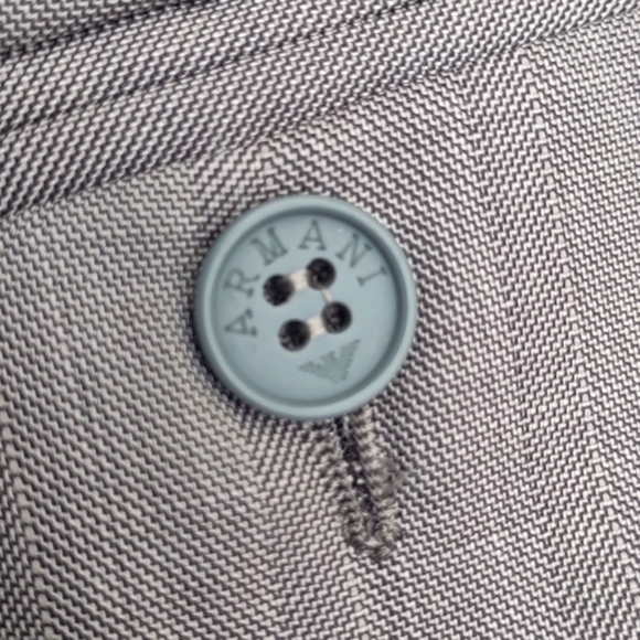 GIORGIO ARMANI COLLEZIONI MEN'S FLAT FRONT PIN STRIPE SILVER GREY LUXURY TROUSER - Picture 12 of 17